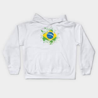 Grunge Brazilian Flag Kids Hoodie